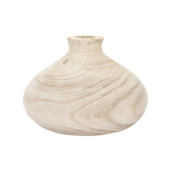 Creative Co-Op Small Paulownia Wood Vase (Each one will vary)