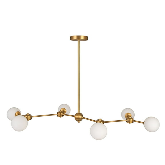 Creative Co-Op Sputnik Opal Glass Chandelier, Brushed Gold