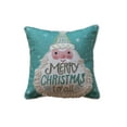 thumbnail image 1 of Creative Co-Op Square Cotton Blend Printed Pillow with Embroidered Santa, Fringe and Pom Pom Trim "Merry Christmas To All", Multicolor, 1 of 4
