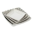 thumbnail image 1 of Creative Co-Op Square Stoneware Serving Dishes with Scalloped Edge in Various Sizes, Matte White, Set of 4, 1 of 1