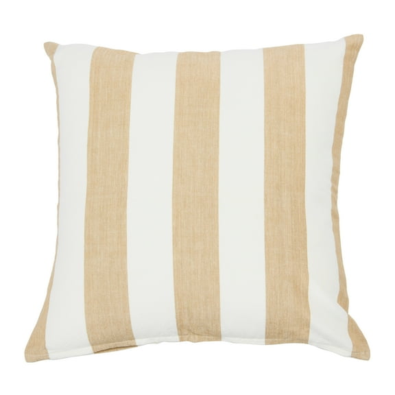 Creative Co-Op Square Striped Cotton Pillow Cover, Beige