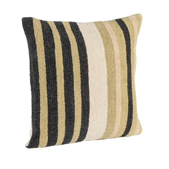 Creative Co-Op Square Woven Cotton Blend Chenille Pillow with Stripes, Multicolor