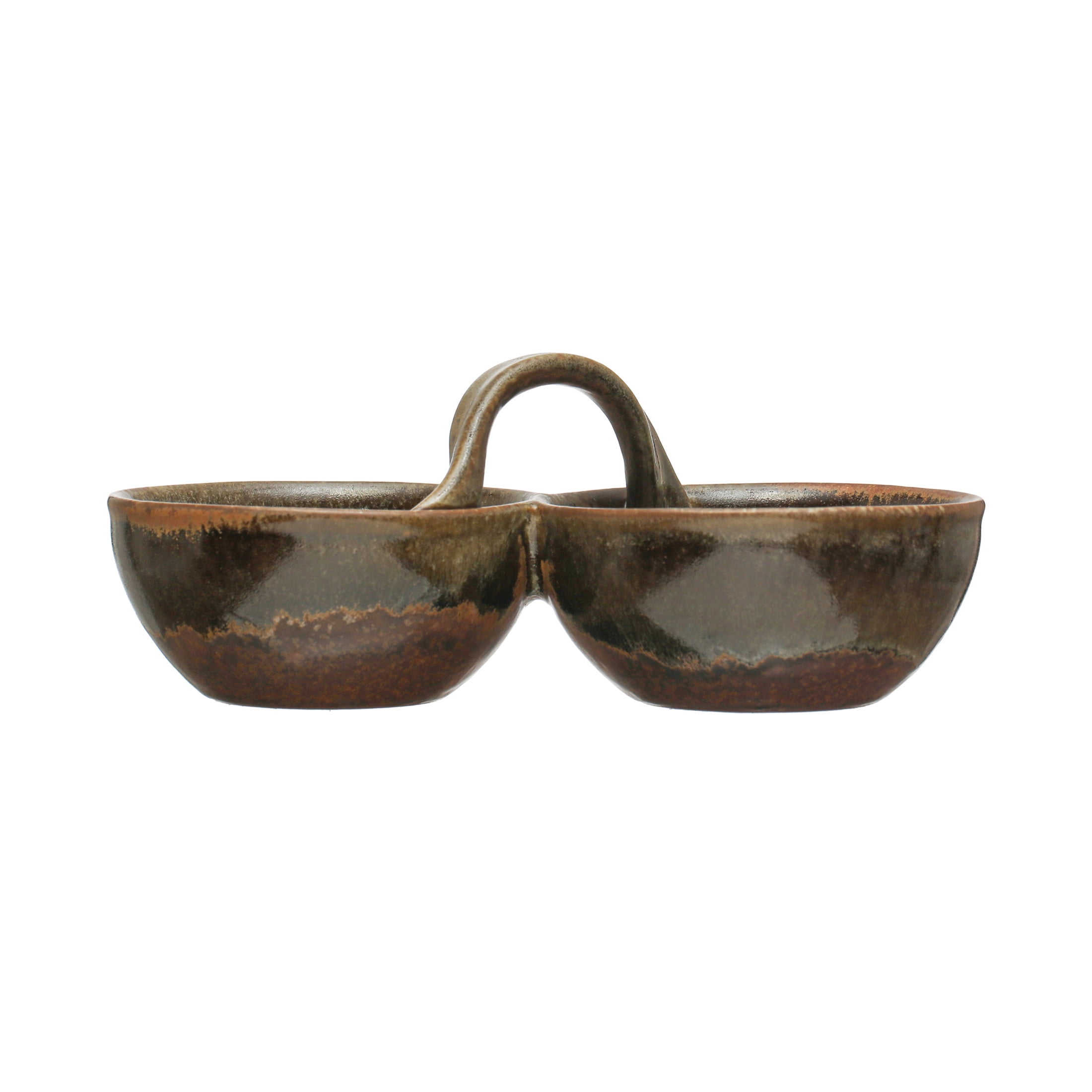Creative Co-op Embossed Stoneware Domed Dish With Handle