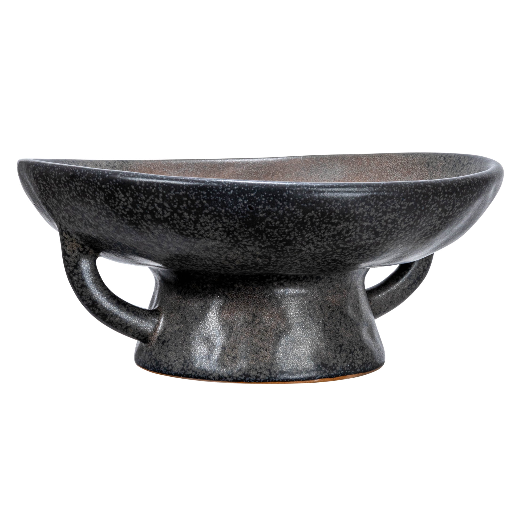 Black Ceramic Footed Serving Bowl with Handles