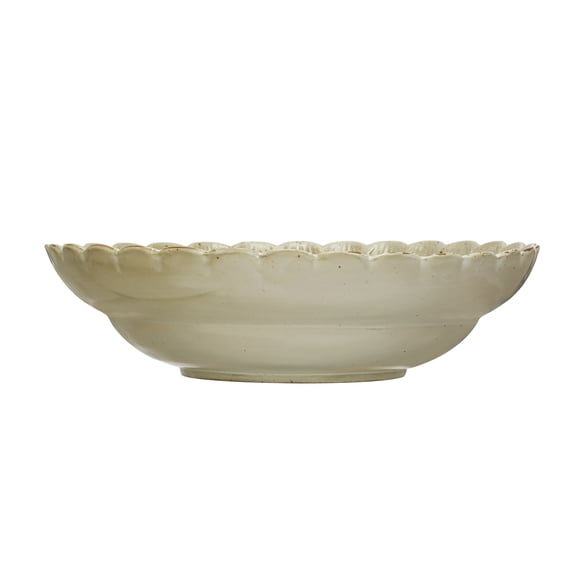 Creative Co-Op Stoneware Bowl with Scalloped Edge, Ivory