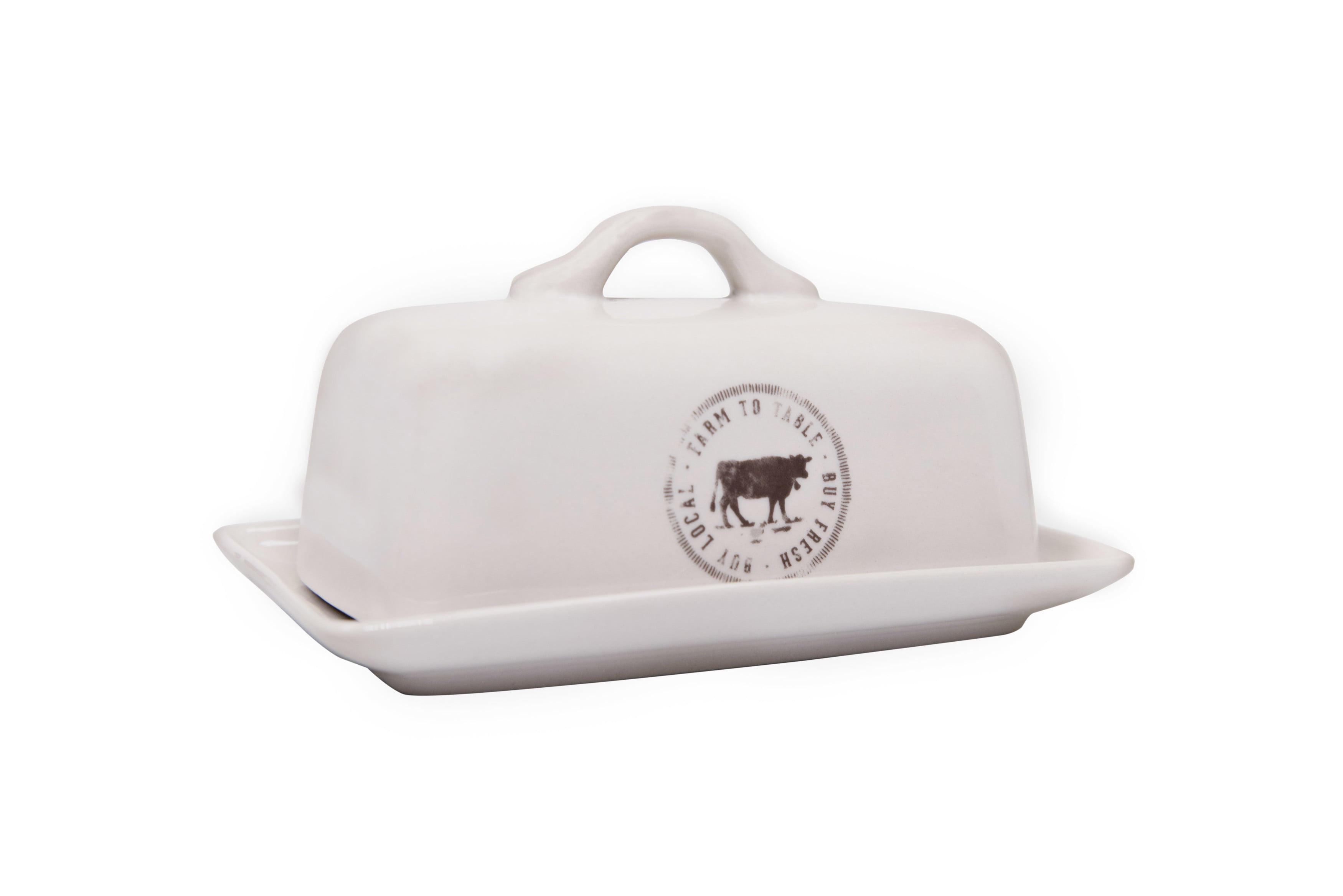 Creative Co-Op Stoneware Butter Dish with Cow Decal - Walmart.com