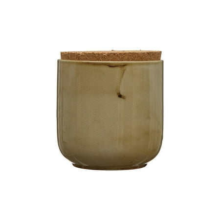 Creative Co-Op Stoneware Jar with Cork Lid, Reactive Glaze