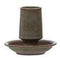 thumbnail image 1 of Creative Co-Op Stoneware Match Holder with Striker Plate and Reactive Glaze, Grey, 1 of 4