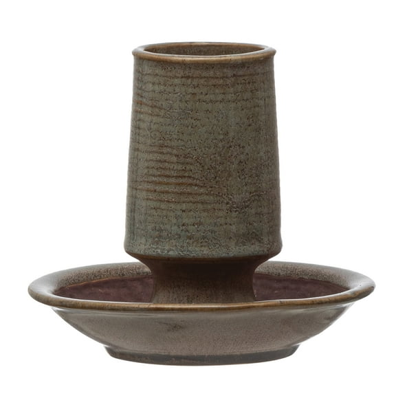 Creative Co-Op Stoneware Match Holder with Striker Plate and Reactive Glaze, Grey