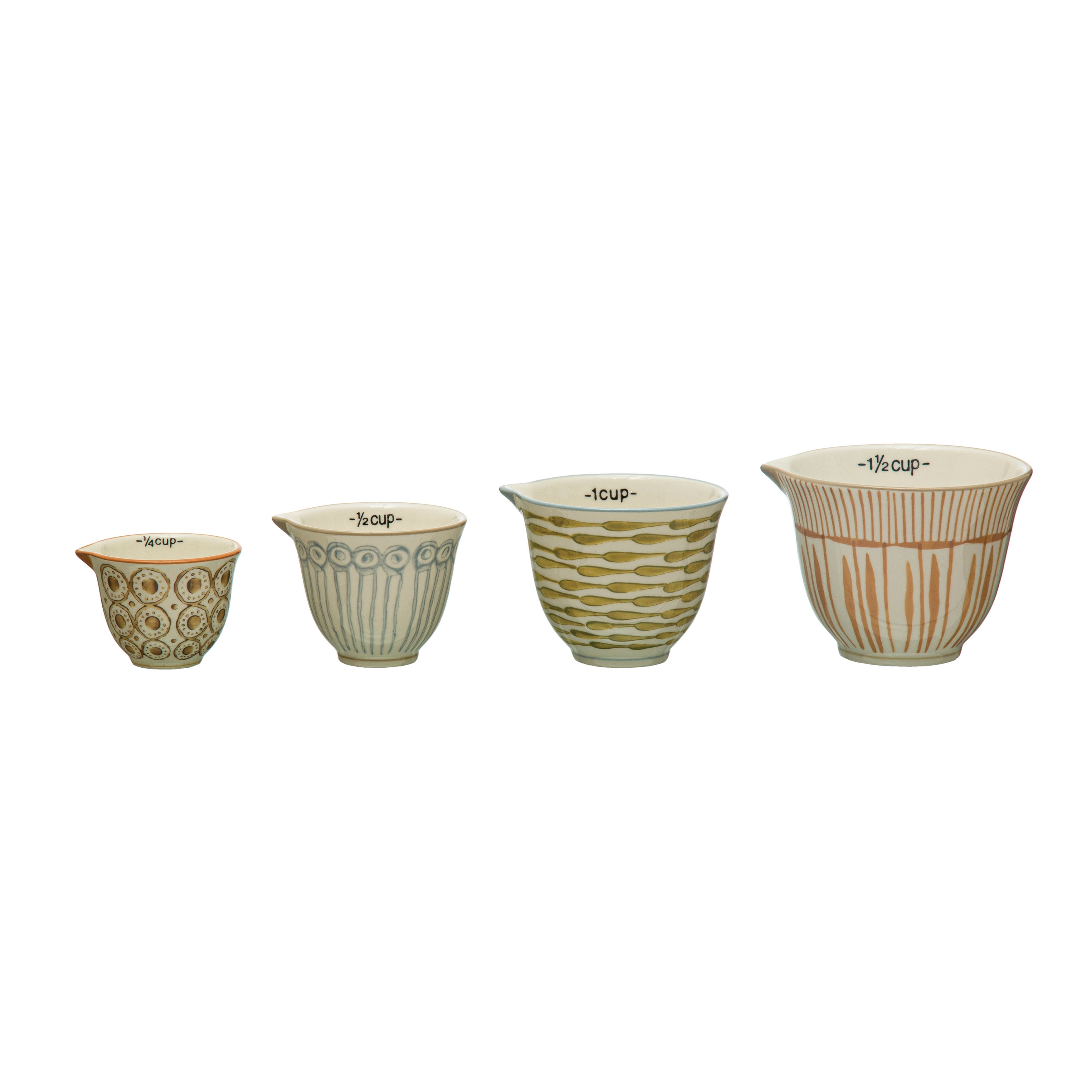 Multicolor Stoneware Measuring Cups with Pour Spout, Set of 4