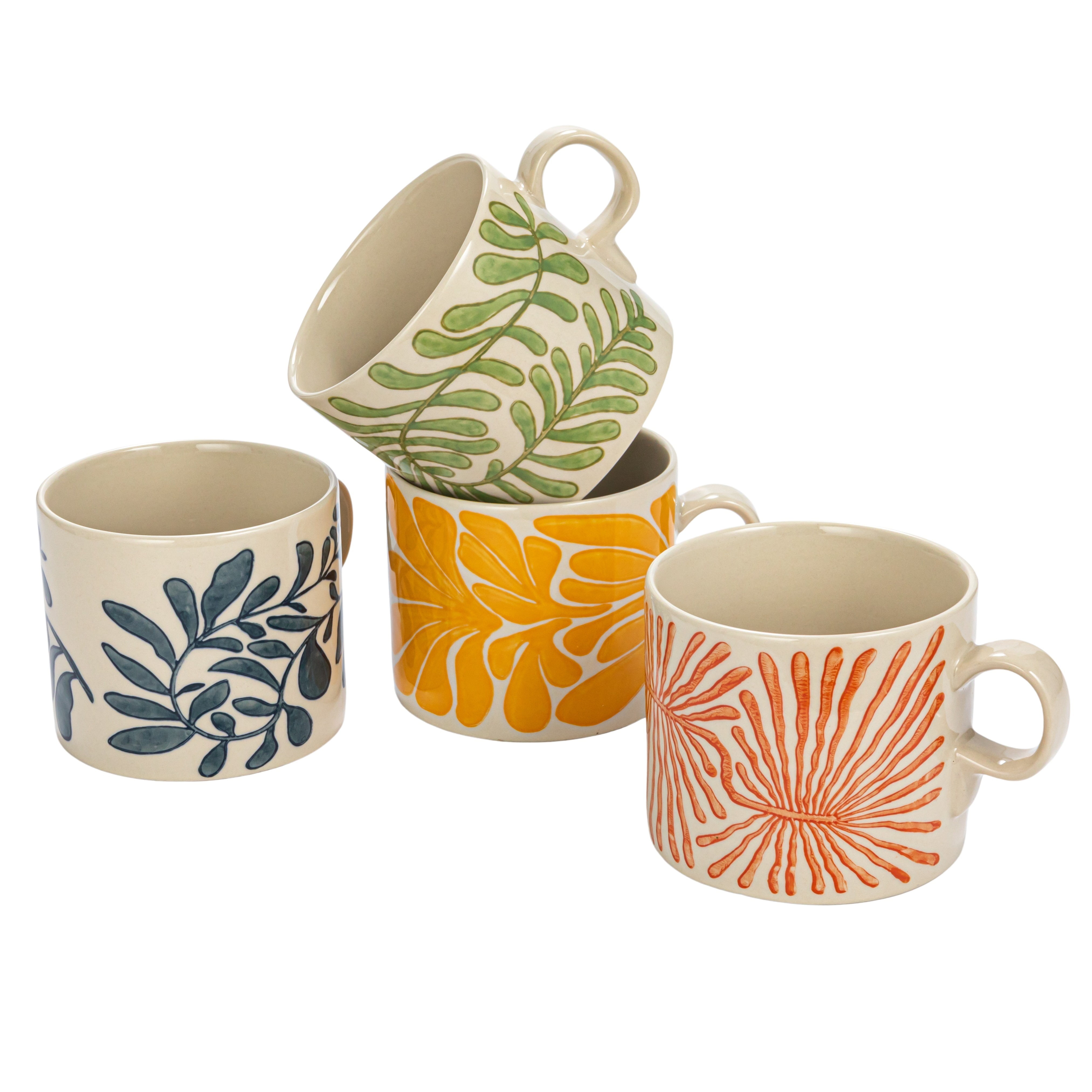 Colorful Ceramic Abstract Design Microwave Safe Mugs, Set of 12