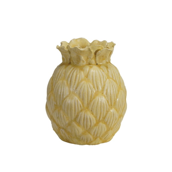 Creative Co-Op Stoneware Pineapple Shaped Vase, Yellow