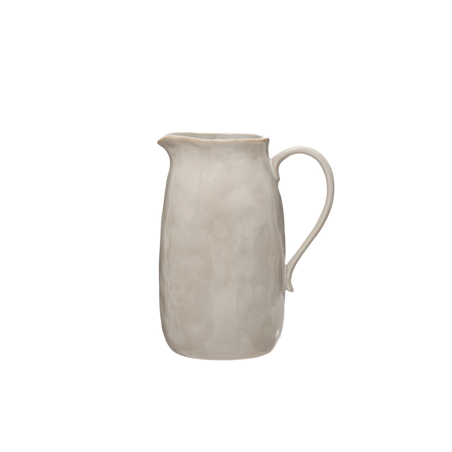 White Reactive Glaze Stoneware Pitcher, 1-Quart Capacity