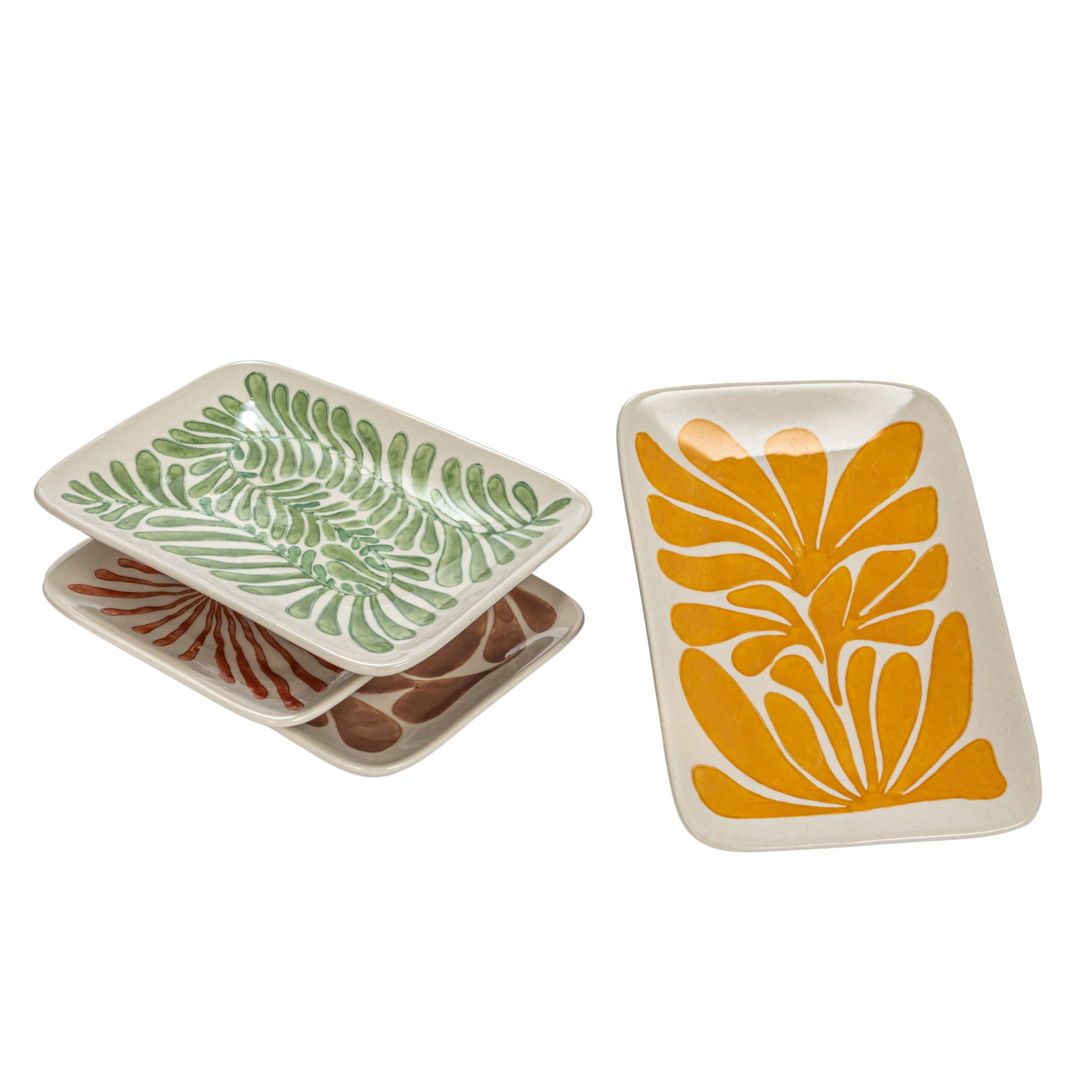 Creative Co-Op Stoneware Plate in Four Styles with Abstract Design ...
