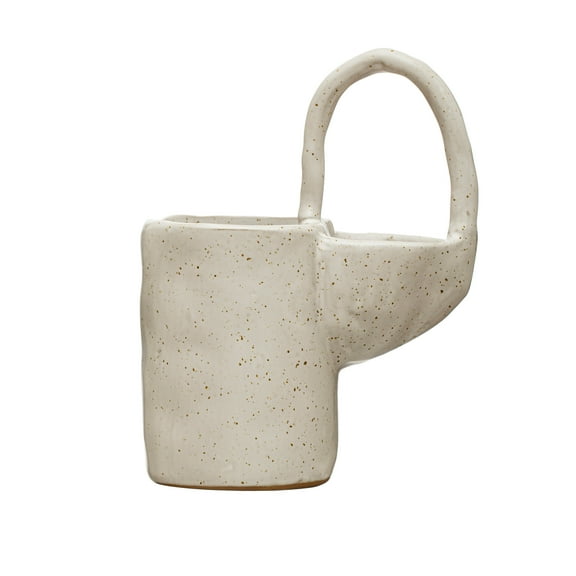 Creative Co-Op Stoneware Sponge and Dish Brush Holder, White Speckled Finish