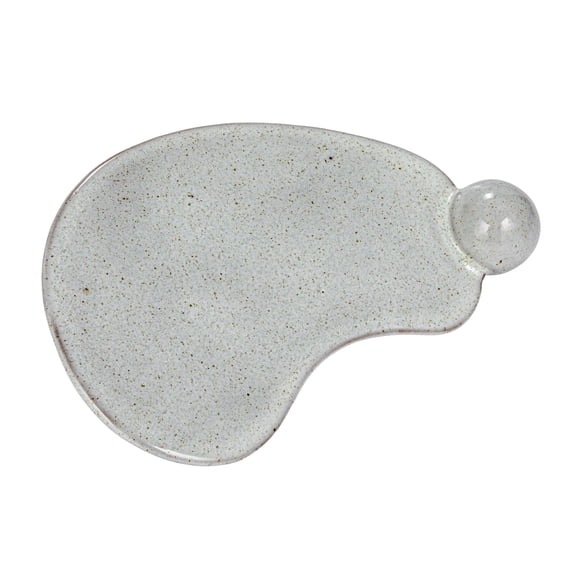 Creative Co-Op Stoneware Tray with Ball and Reactive Glaze, Cream
