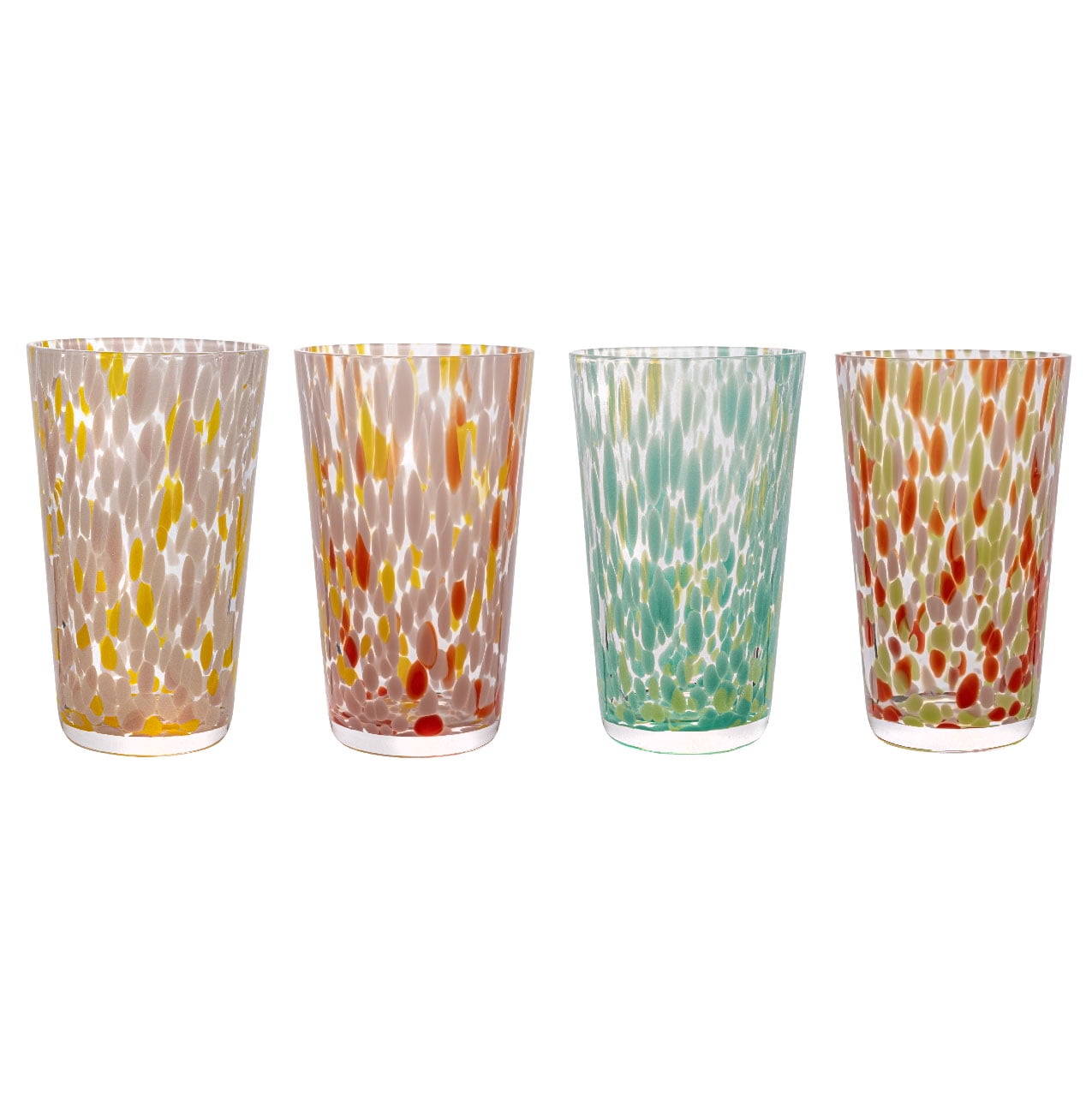 Multicolor Tall Glass Drinking Glasses Set of 4