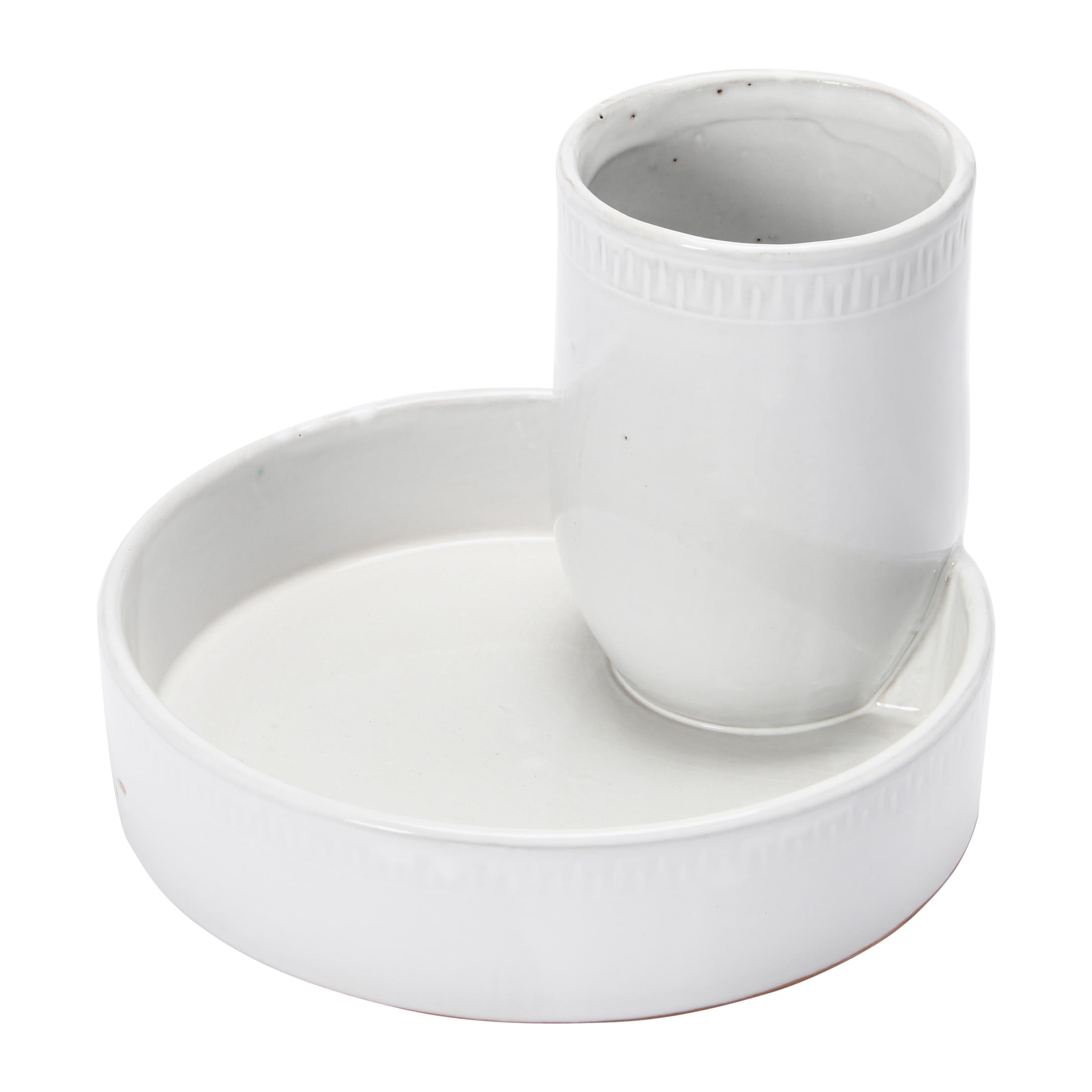 White Terracotta Two-Section Serving Tray with Reactive Glaze