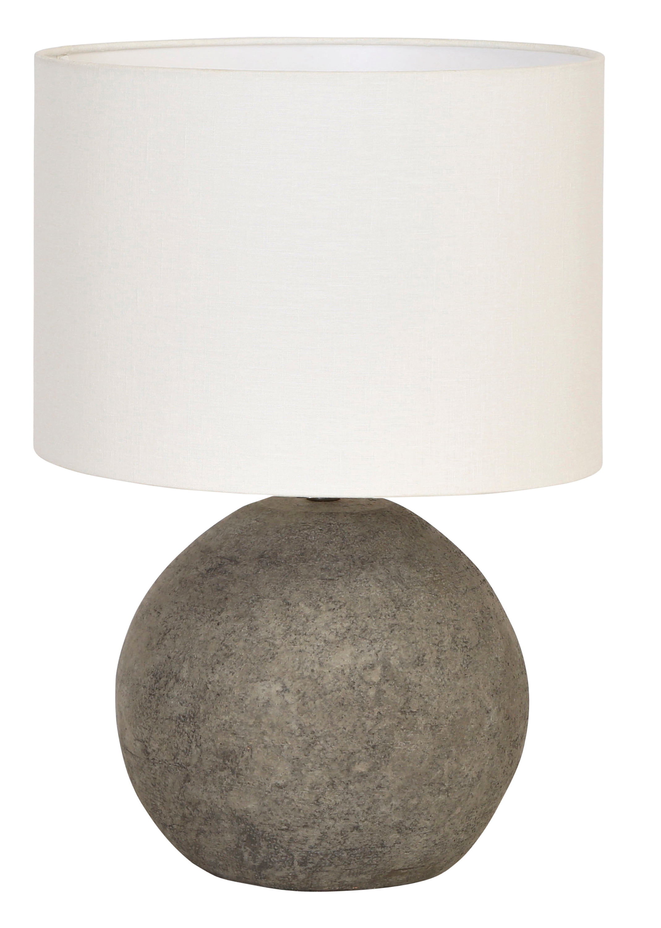 Distressed Grey Terracotta Table Lamp with White Canvas Shade