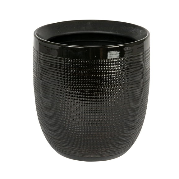 Creative Co-Op Textured Stoneware Planter, Black