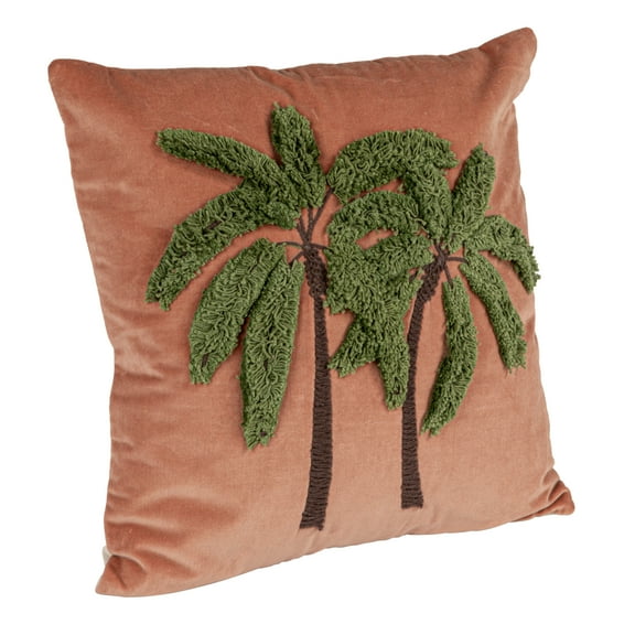 Creative Co-Op Tropical Embroidered Velvet Pillow, Multicolor