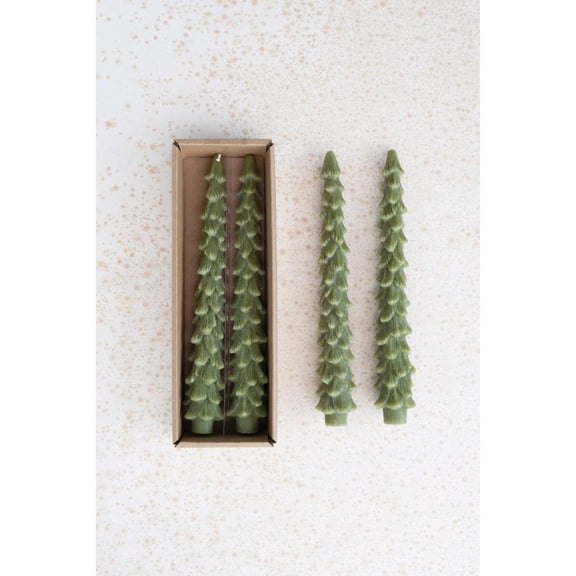 Creative Co-Op Unscented 10 Green Tree Taper Candles