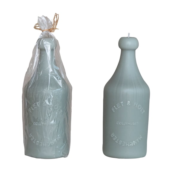 Creative Co-Op Unscented Embossed Bottle Shaped Candle, Grey