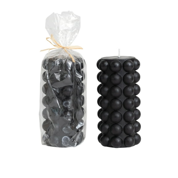 Creative Co-Op Unscented Hobnail Pillar Candle, Black