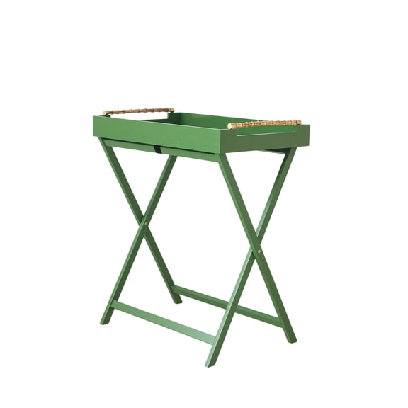 Creative Co-Op Verdant Bamboo-Handled Folding Tray Table, Green