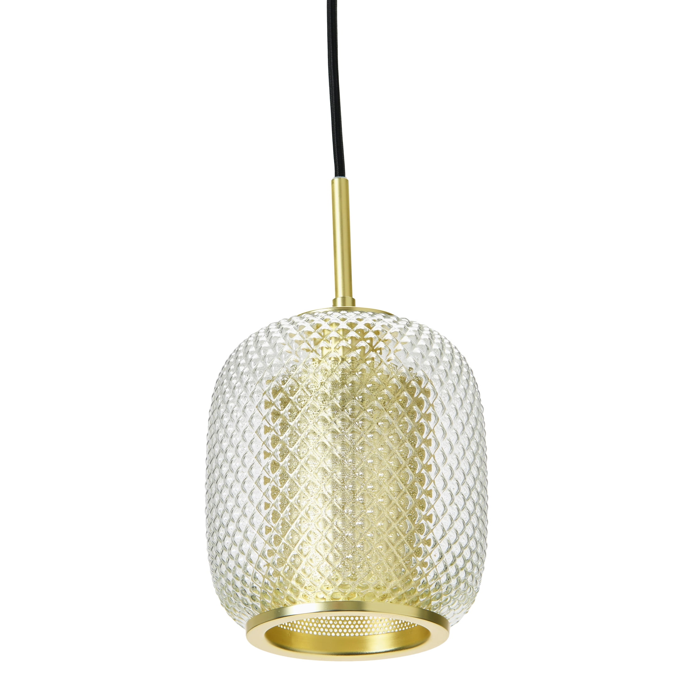 Gold and Clear Glass Mini Cylinder Pendant Light