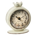 thumbnail image 1 of Creative Co-Op Vintage Pewter Mantel Clock with Birds, Distressed Cream, 1 of 7