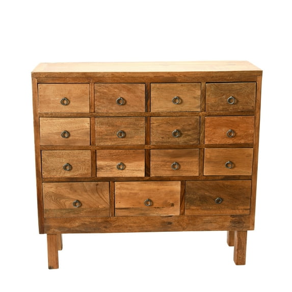 Creative Co-Op Vintage Reclaimed Solid Wood Apothecary Chest or Console Table with 15 Drawers, Natural
