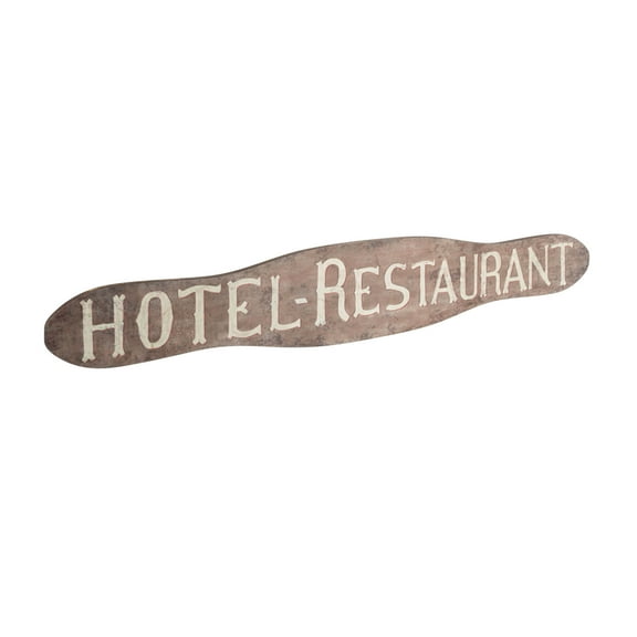 Creative Co-Op Vintage Wood "Hotel Restaurant" Wall Art, Natural