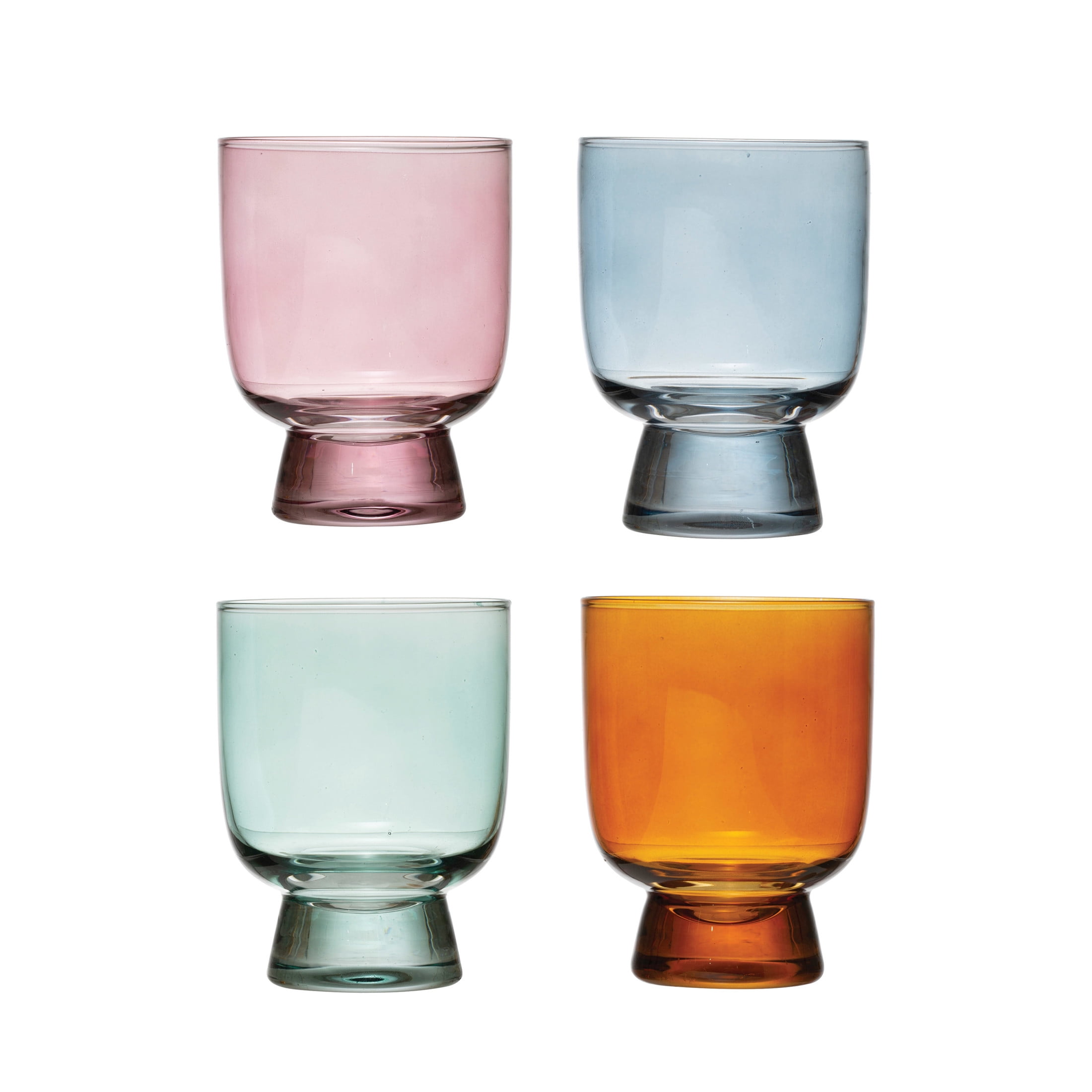 Creative Co-Op Multicolor Glass Water Tumblers, Set of 4