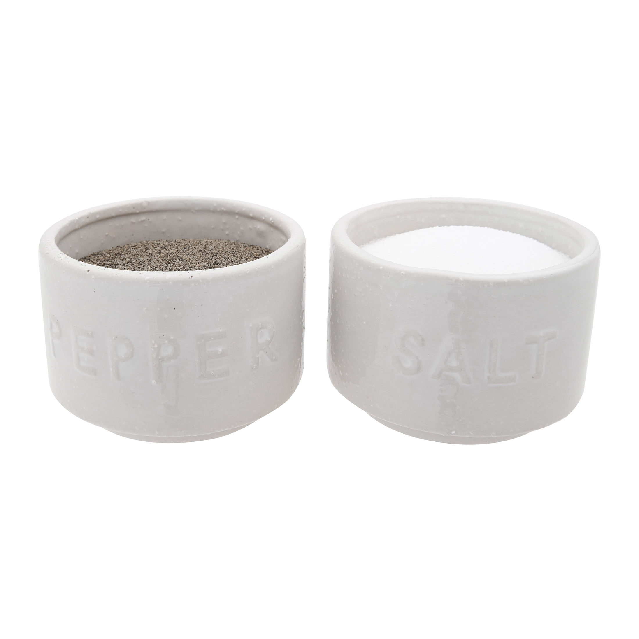 Beige Stackable Stoneware Salt and Pepper Pinch Pots with Lid