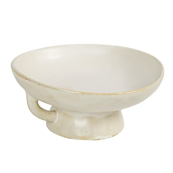Creative Co-Op White Stoneware Bowl, Reactive Glaze Finish Ceramic Dish for Dining Kitchen Restaurant, 8 x 3.75 Inches