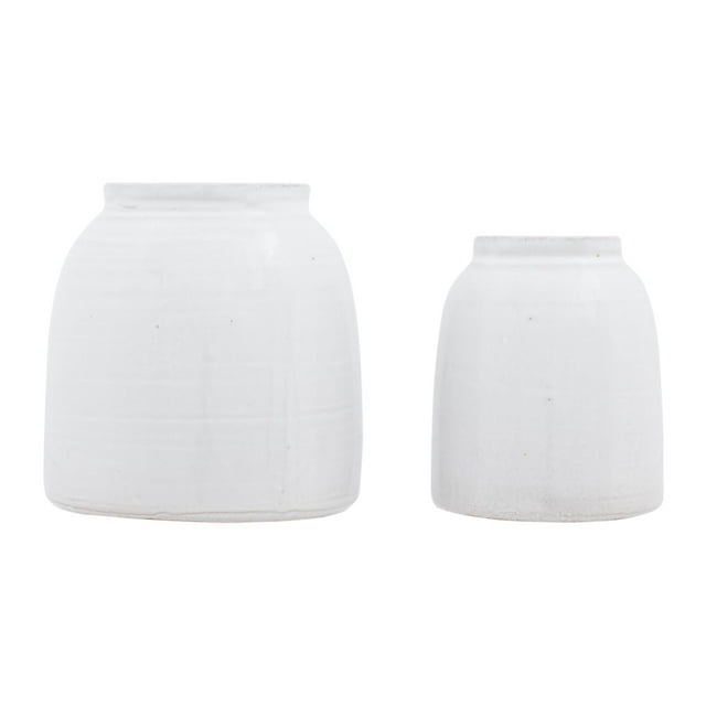 Creative CoOp White Terracotta Vases (Set of Sizes)