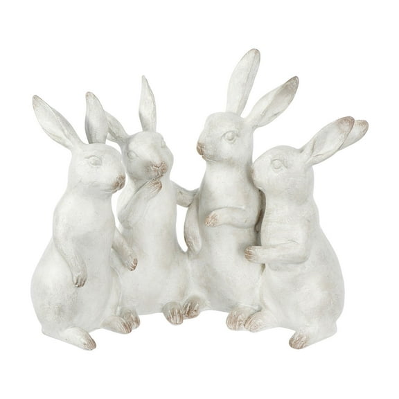 Creative Co-Op Whitewashed Polyresin Bunny Rabbit Quartet