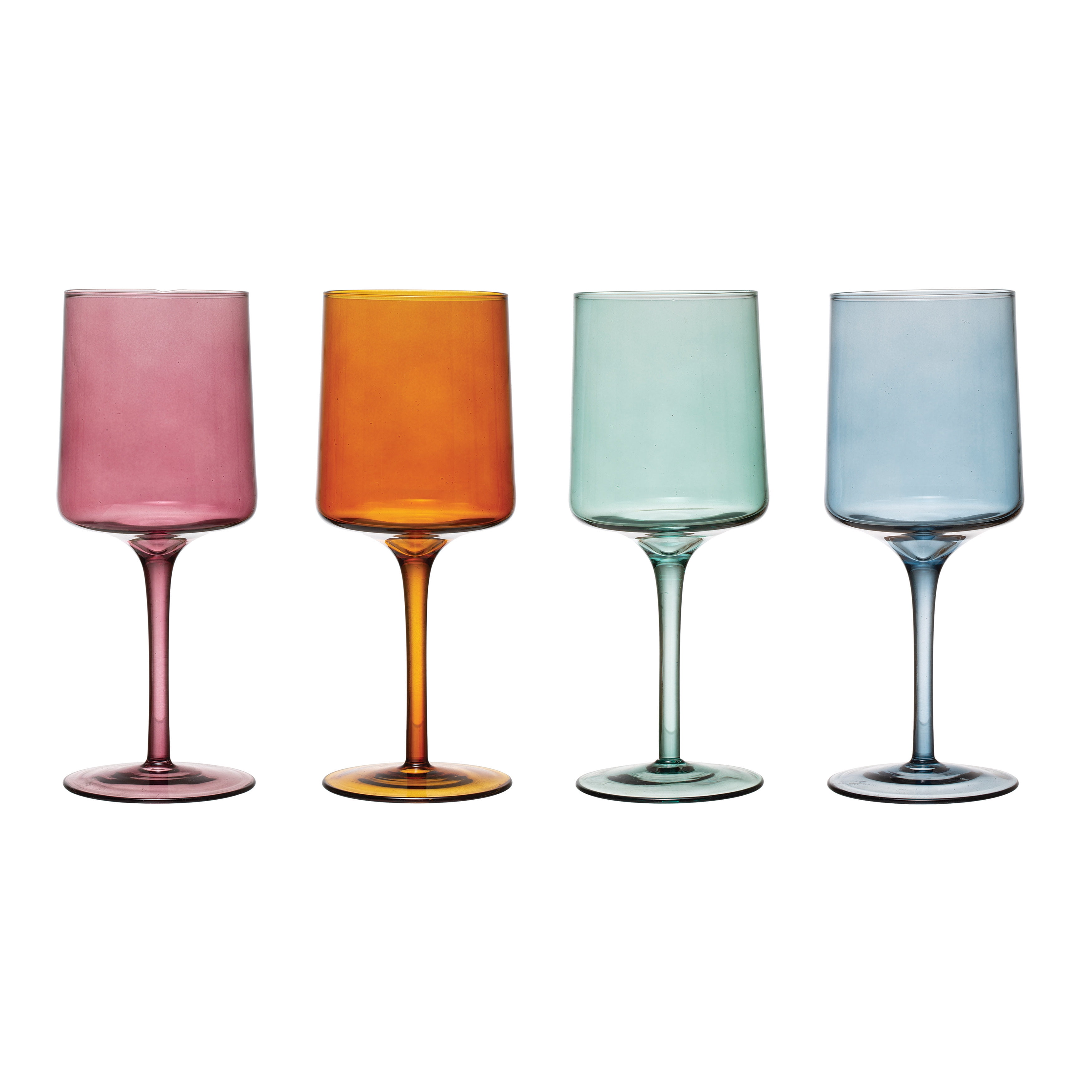 Creative Co-Op Multicolor Stemmed Wine Glass Set
