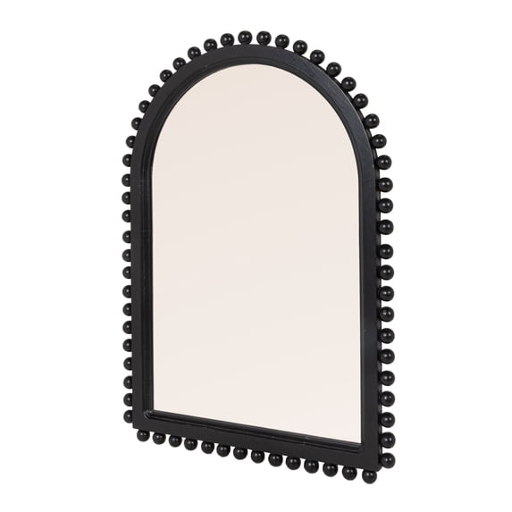 Creative Co-Op Wood Ball Framed Arched Wall Mirror, Matte Black