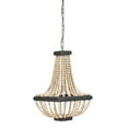 thumbnail image 1 of Creative Co-Op Wood Beaded Pendant Light with Wood Frame, 1 of 5