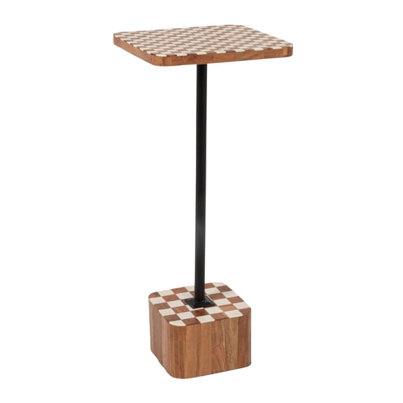 Creative Co-Op Wood Checkered Accent Table