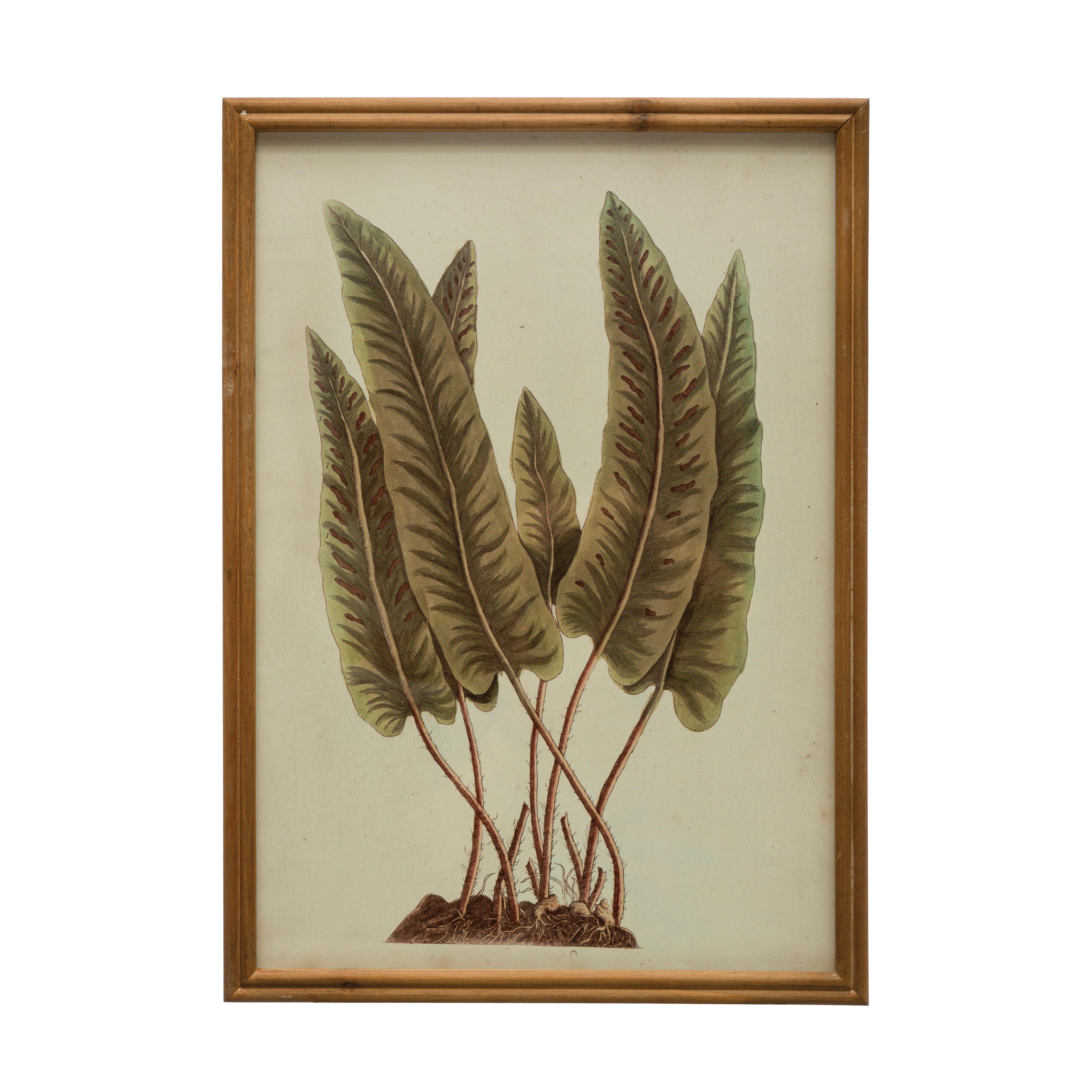 Botanical Green Leaf Print on Canvas with Wood Frame