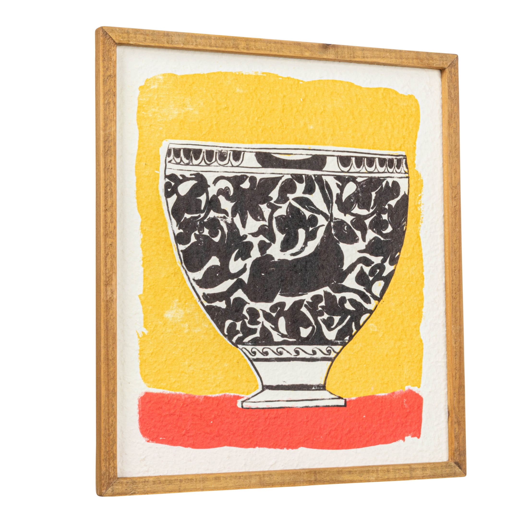 Multicolor Abstract Painted Bowl Canvas Print with Wood Frame