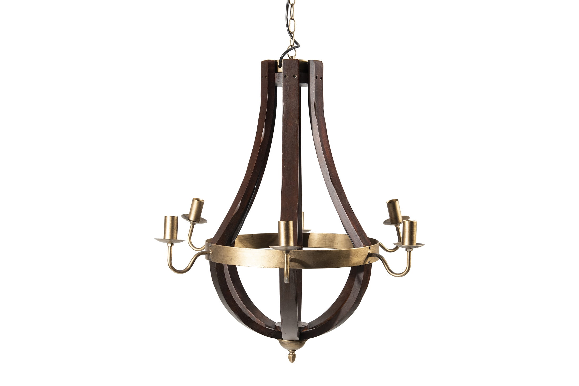Creative Co-Op Wood & Metal Chandelier with Six Lightbulbs