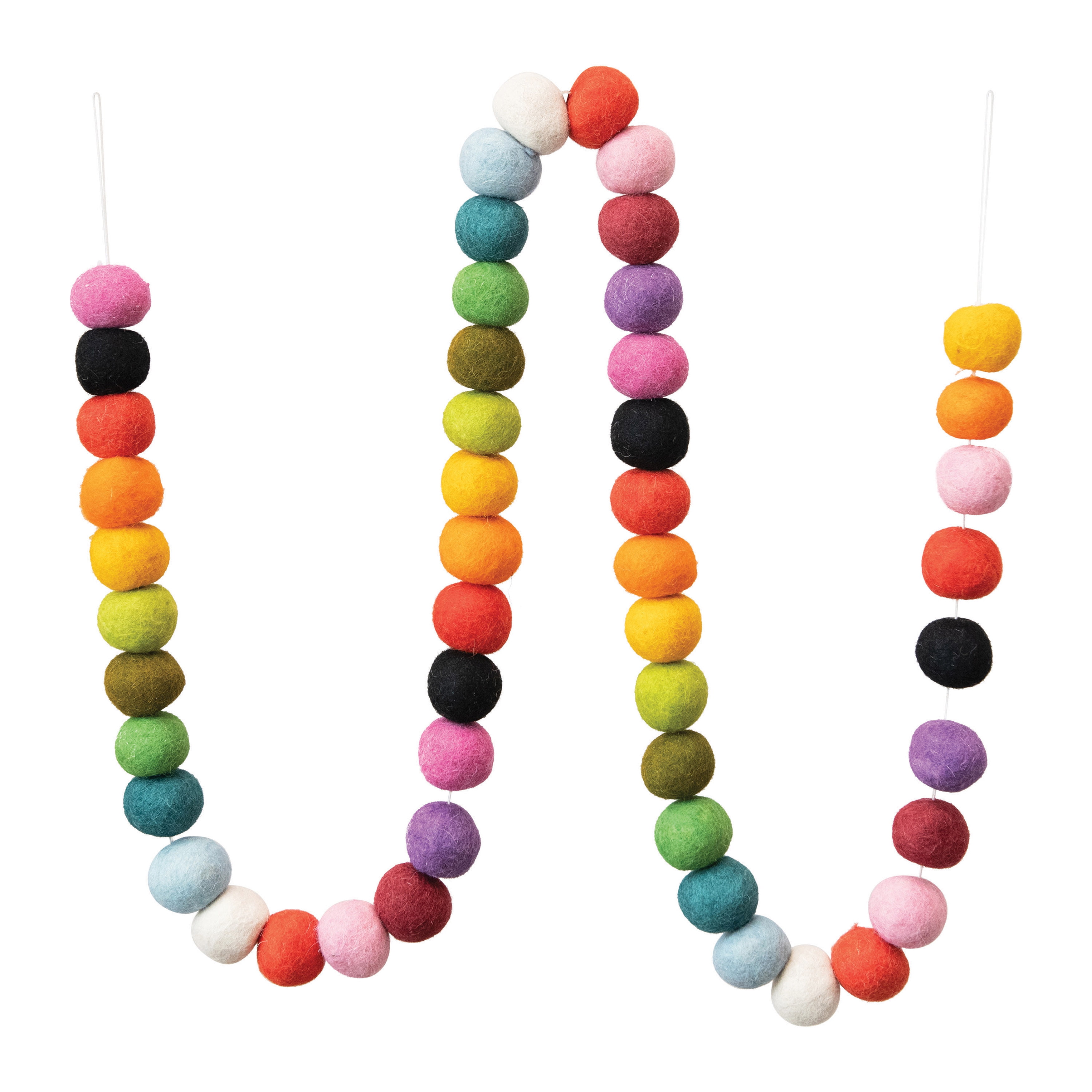 72-Inch Multicolor Wool Felt Ball Garland