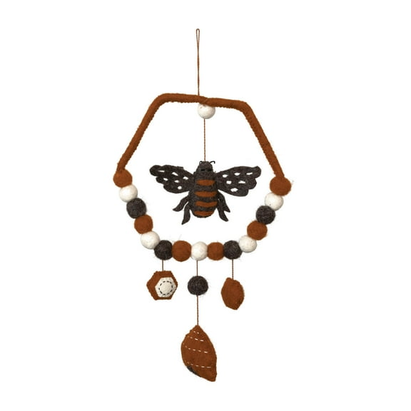 Creative Co-Op Wool Felt Mobile with Bee and Hive