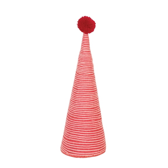 Creative Co-Op Wool Yarn Wrapped Tree with Pom Pom, Red