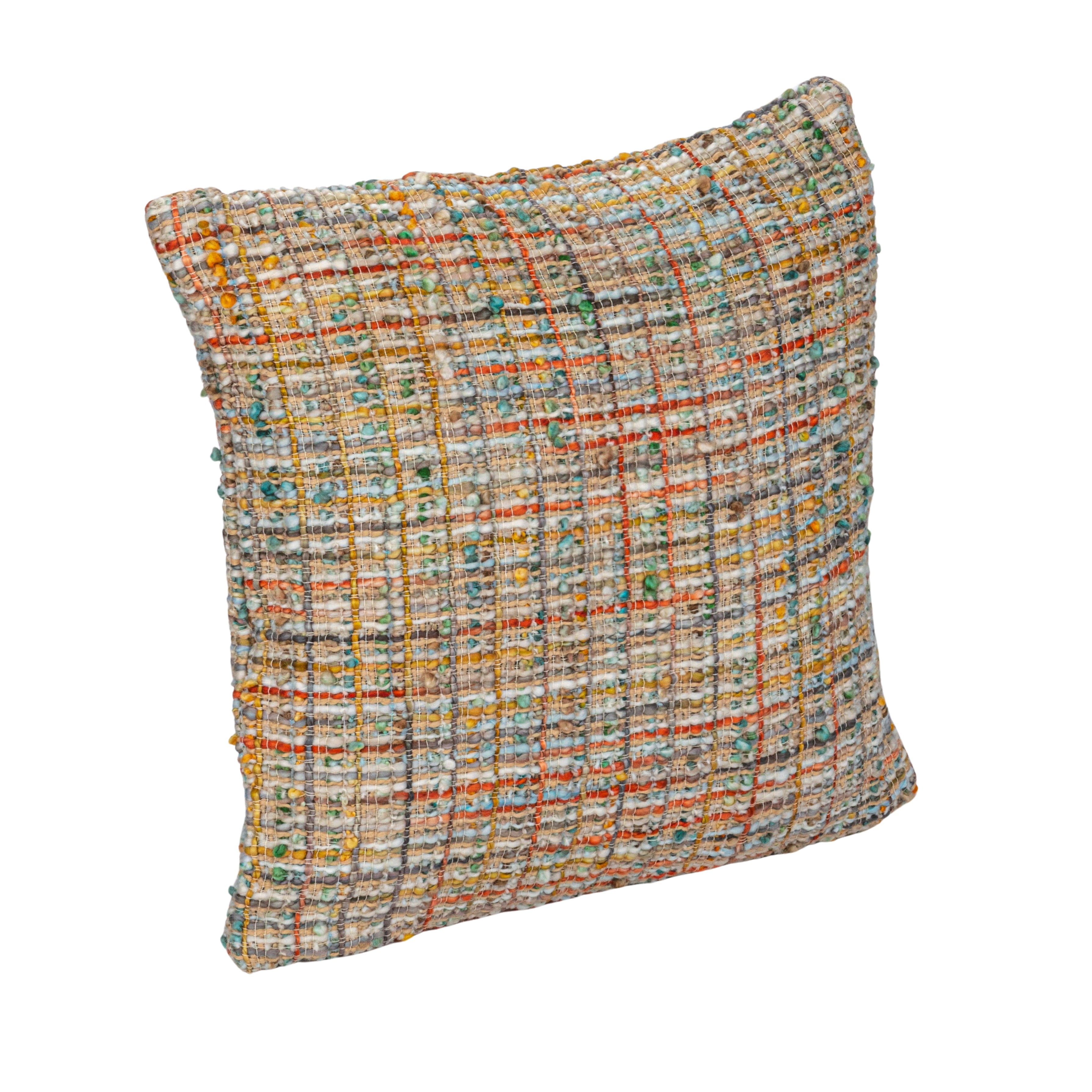 Multicolor Woven Acrylic Blend Bouclé Throw Pillow