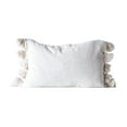 thumbnail image 1 of Creative Co-Op Woven Cotton Slub Lumbar Pillow with Tassels, Cream, 1 of 8